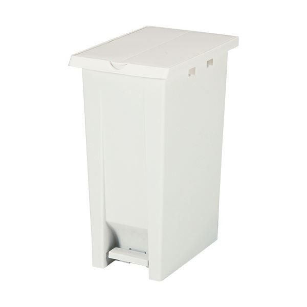 （まとめ）エコン ダストボックス ペダル式 2枚フタ 70L ホワイト 808350-01 1個 (×3セット)