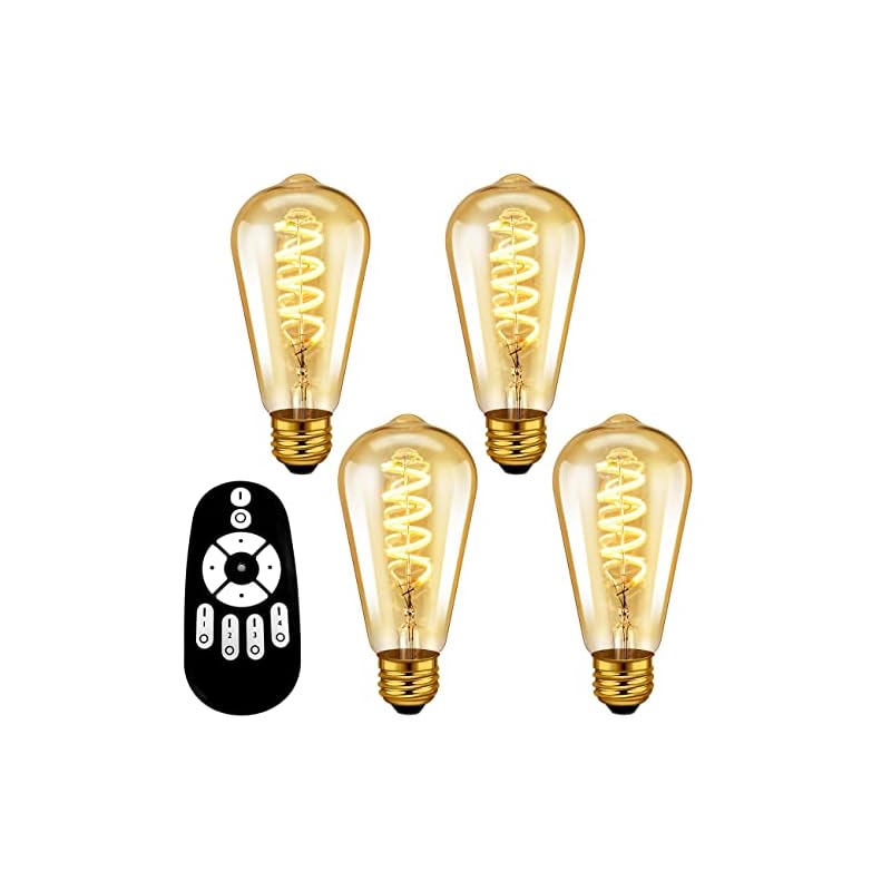 ANWIO LED電球 4個セット エジソンランプ E26口金 300LM 4.5W（20W形相当） リモコン付き フィラメント電球 遠隔操作 装飾電球 雰囲気 調光 調色 常夜灯 電球色 昼光色 昼