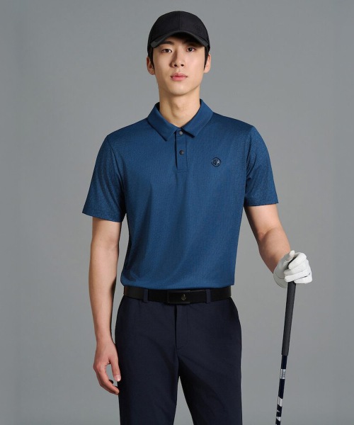 BEANPOLE GOLF [B_Under] メンズグラデーションシンボルパターン半袖Tシャツ-ロイヤルブルー