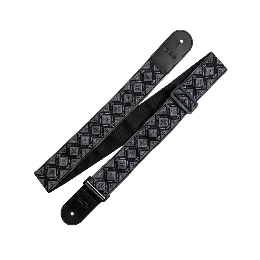 Richterシリーズ Retroシリーズ ナイロンギターストラップ 1865 ブラック/グレー レトロジャカードニット