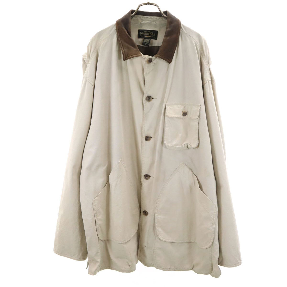 90s 00s オールド ステンカラーコート XL グレージュ メンズ 古着