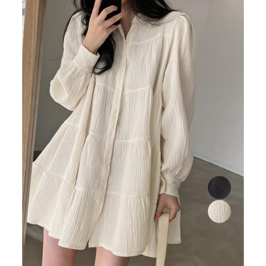 フレアワンピ春 ティアードミニワンピース