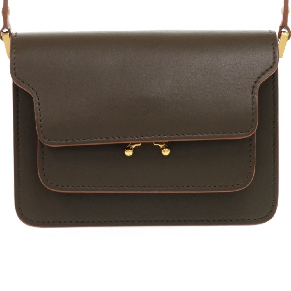 新品同様 ミニ トランク ショルダーバッグ レザー/レザー ブラウン 1191【中古】 レディース