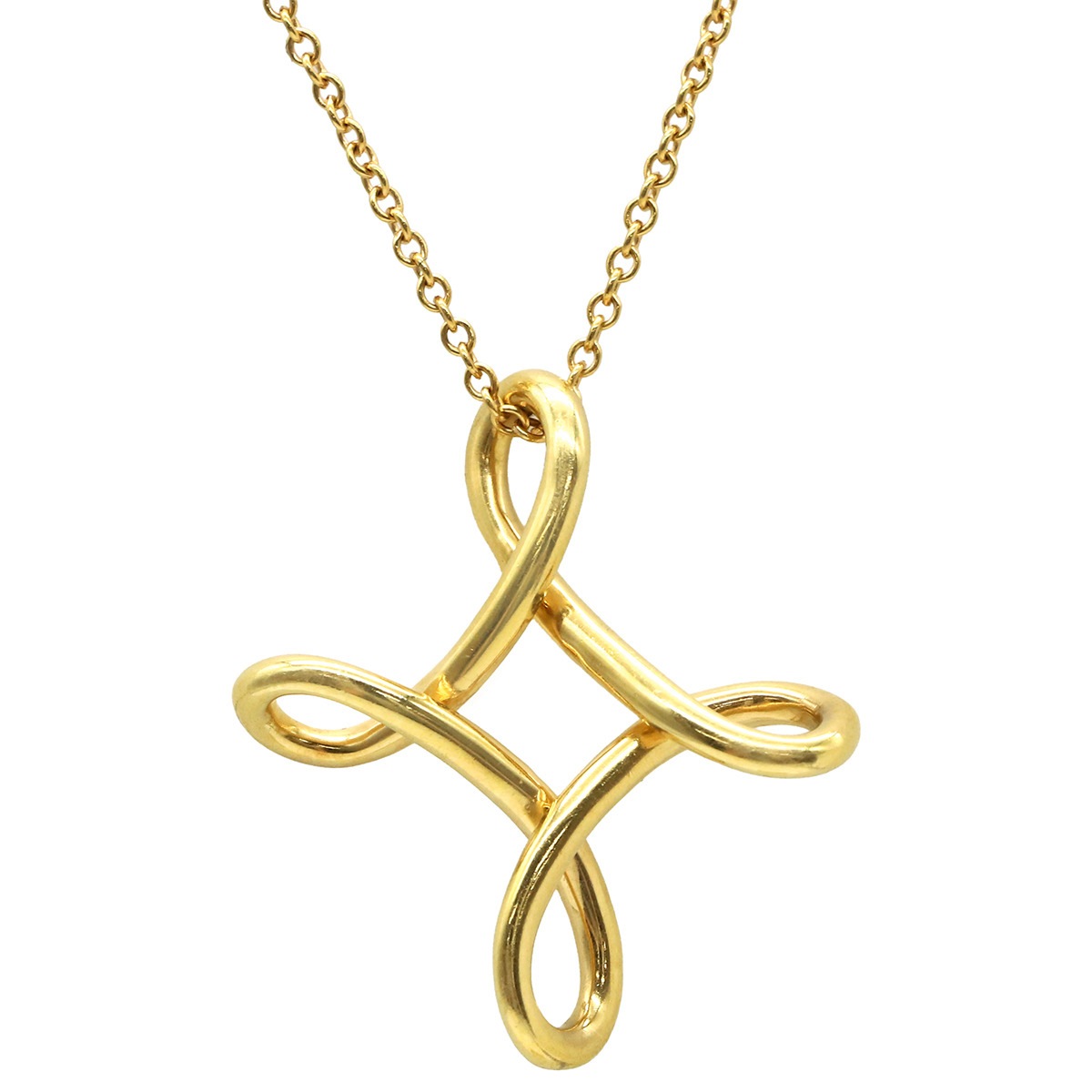 ティファニー Tiffany & Co ネックレス インフィニティ クロス K18YG イエローゴールド 750YG 18金 18KT エルサペレッティ 【ケース】【中古】