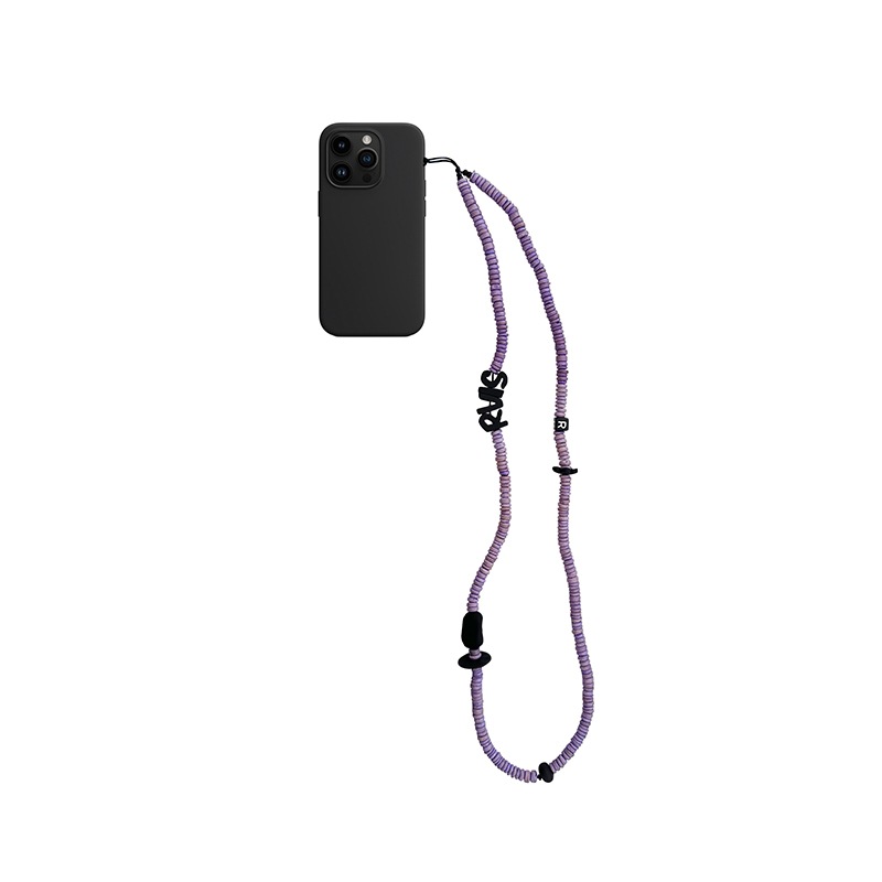 nature beads crossbody phone strap violet 57cm