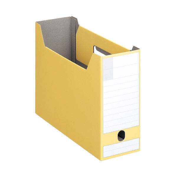 （まとめ）ライオン事務器 ボックスファイルダンボール製 A4ヨコ型ピッタリサイズ 背幅102mm イエロー BF-432D 1冊 (×20セット)