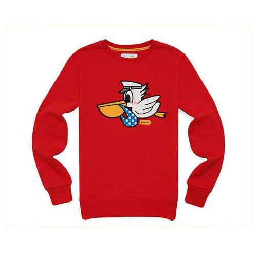 正規品PANCOAT パンコート POPPELI FLEECE CREWNECK (RIBBON RED) キャラクター トレーナー 長袖 クルーネック Tシャツ長袖 トレーナー スウェット メン