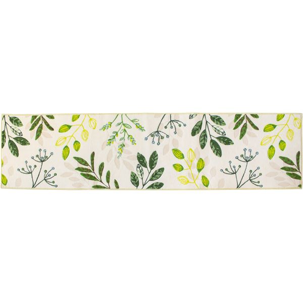 オカ キッチンマット 45x180cm リーフブレス（グリーン）