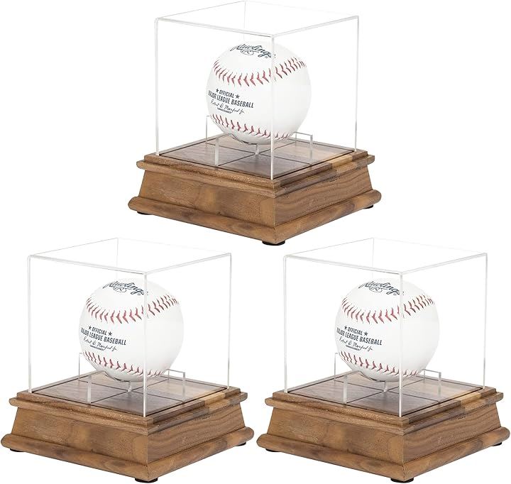 サインボールケース ジェルボール 野球ボールケース ボール入れ ディスプレイケース マネーボール(クリア, 3個セット)