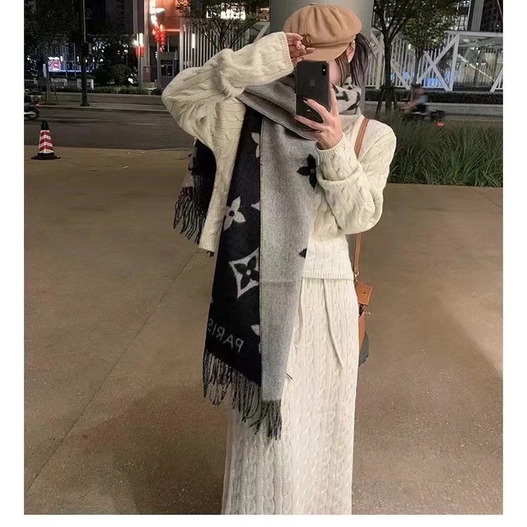 パンツロングパンツゆったりとしたカジュアルなセーターのニットスカート2点セットの女性の新型ファッション軽熟風セット