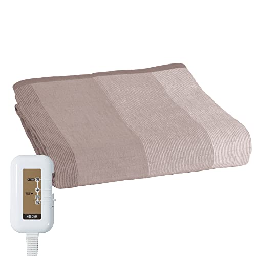 広電(KODEN) 電気毛布 掛け 敷き 綿素材 コットン 188×130cm ベージュ 洗える スライド温度調節 ダニ退治 CWG551H-C