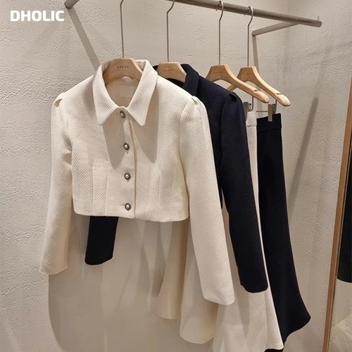 [メガ割りSALE]ツイードクロップドジャケット&AラインスカートSET