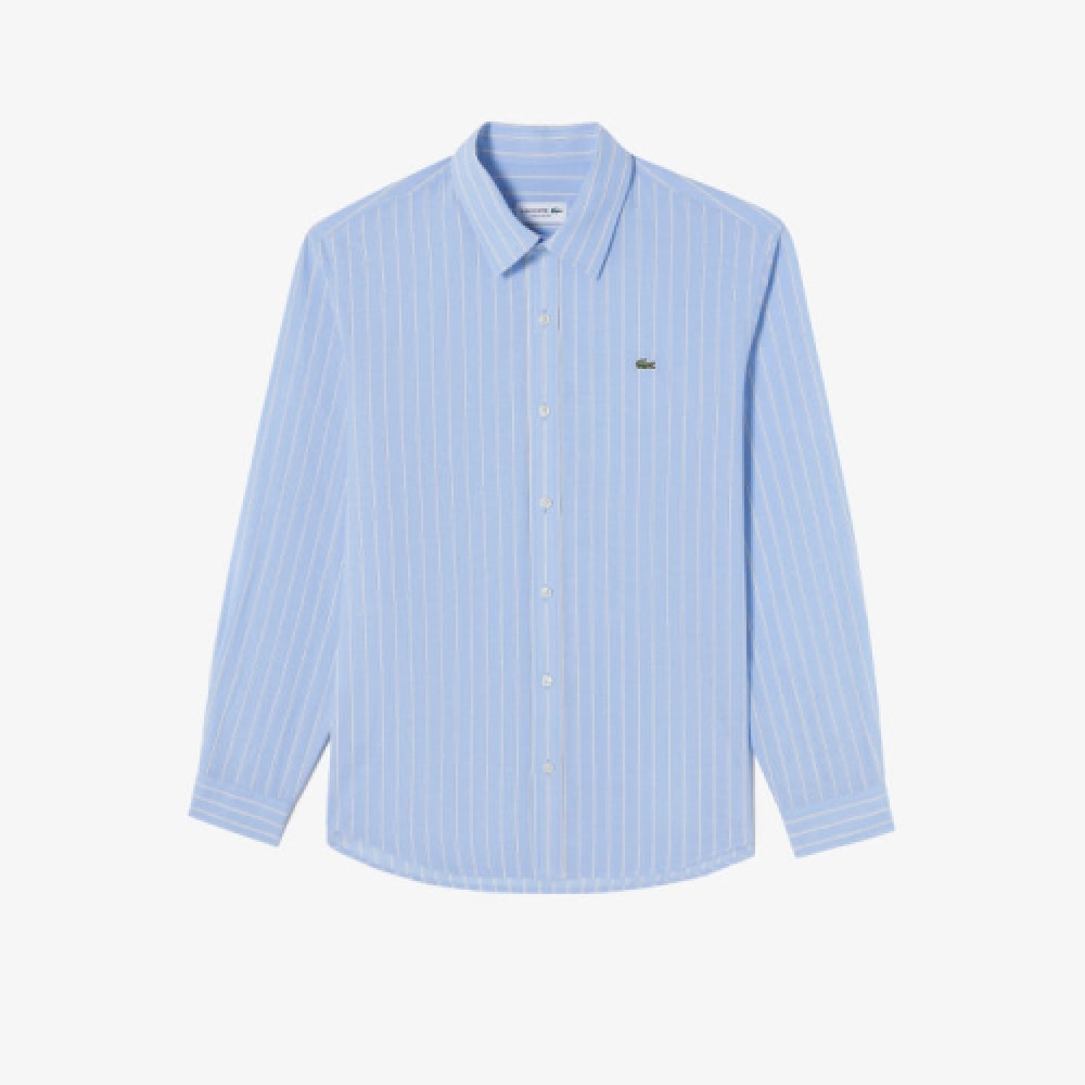 LACOSTE メンズレクチャーストライプシャツ [スカイブルー]