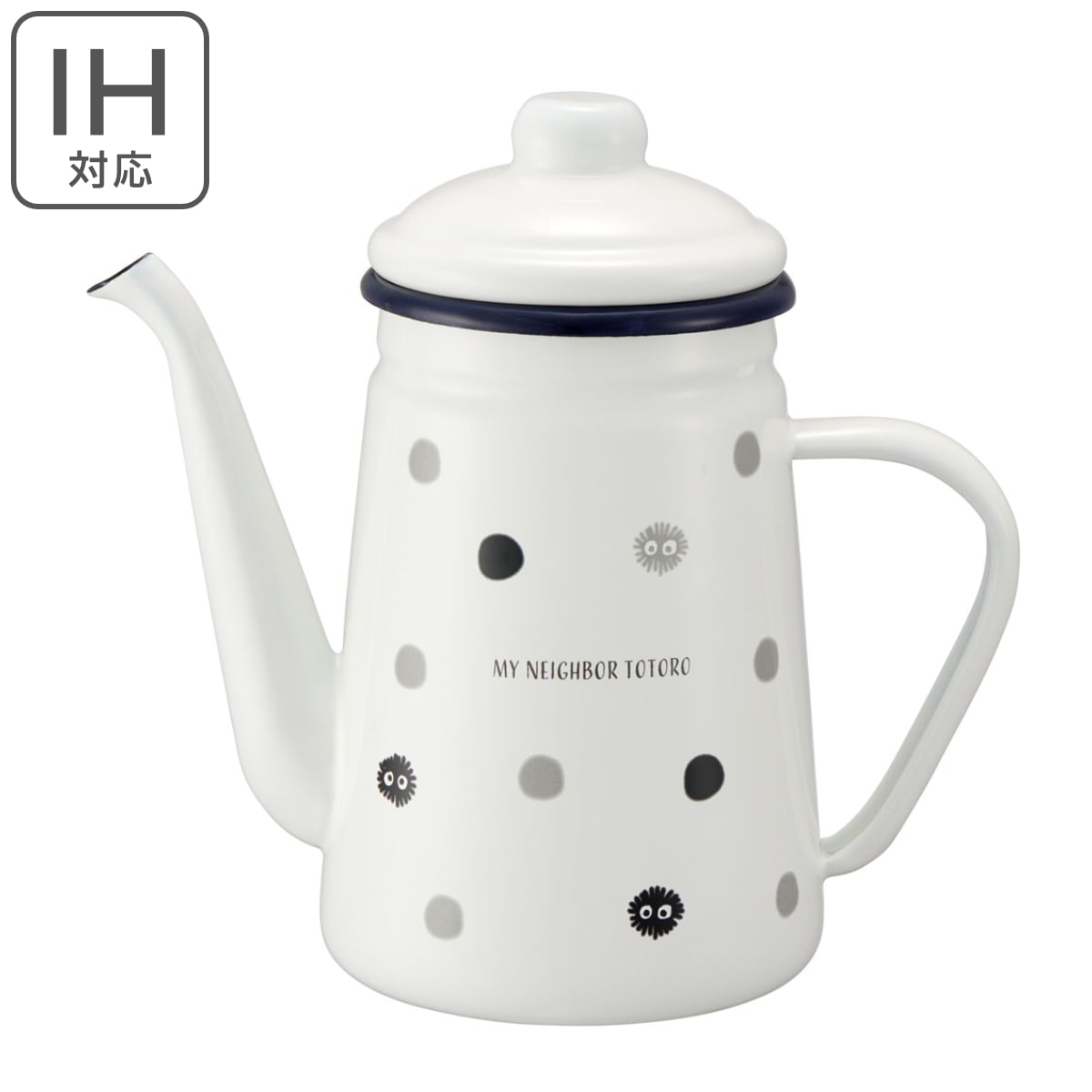 ホーロー ドリップケトル IH対応 となりのトトロ ガス火 直火 IH 対応 やかん ケトル まっくろくろすけ キャラクター ほうろう 琺瑯 ホーロー製ケトル ホーローケトル 琺瑯ケトル