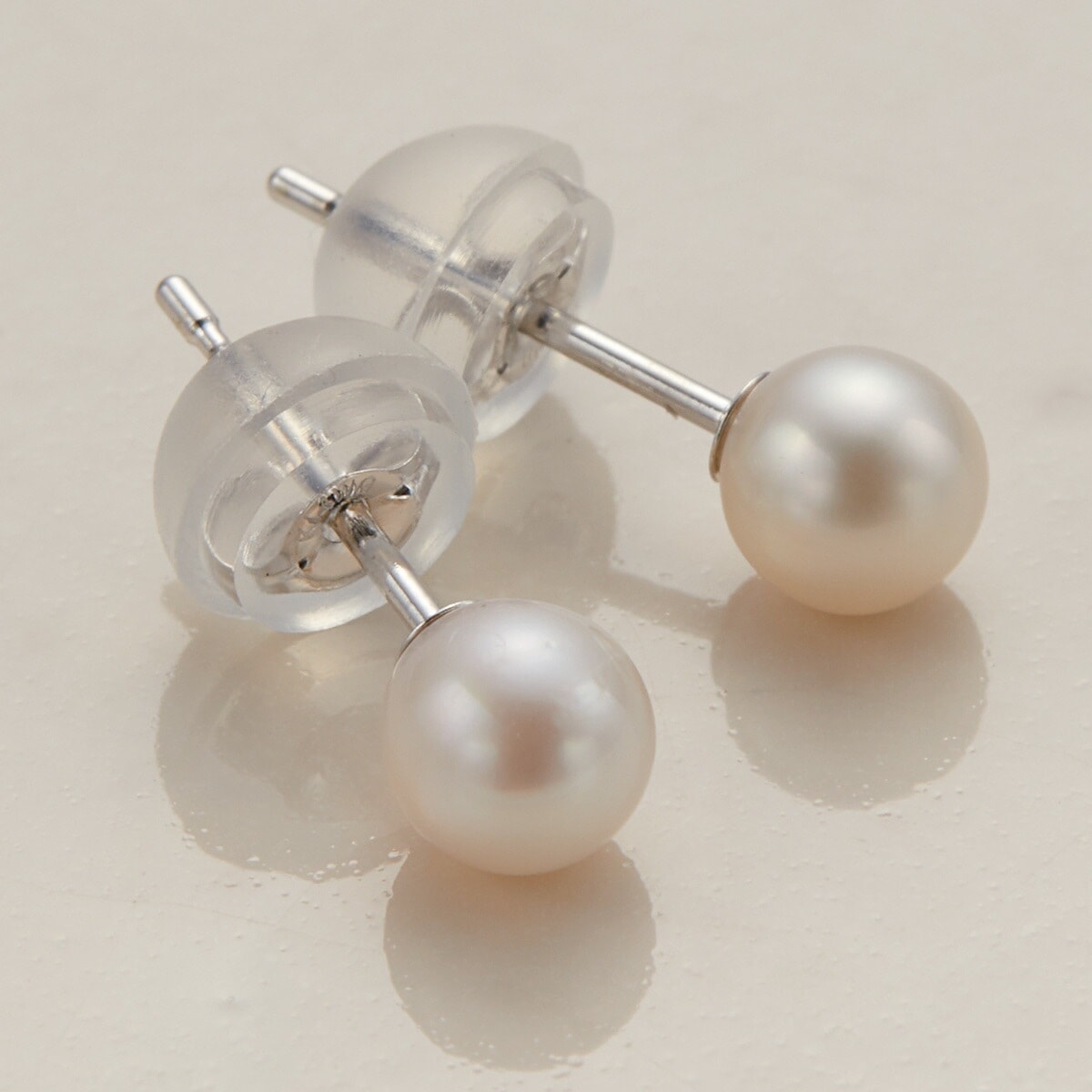 ピアス レディース K14 WG ホワイトゴールド あこや真珠 本真珠 パール 4mm 一粒
