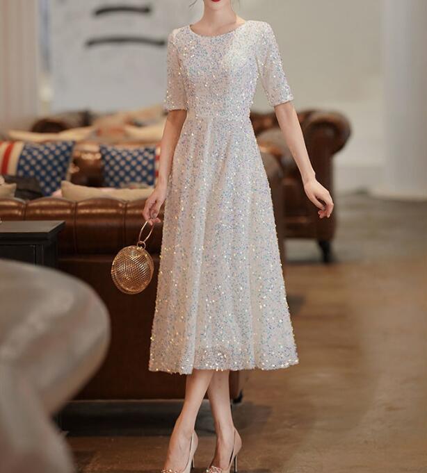 スパンコールイブニングドレスディナー パーティー 礼服韓国ファッション レディース ワンピース ロングスカート 綺麗感 可愛い結婚式 卒業式 演奏会発表会 成人式LF15