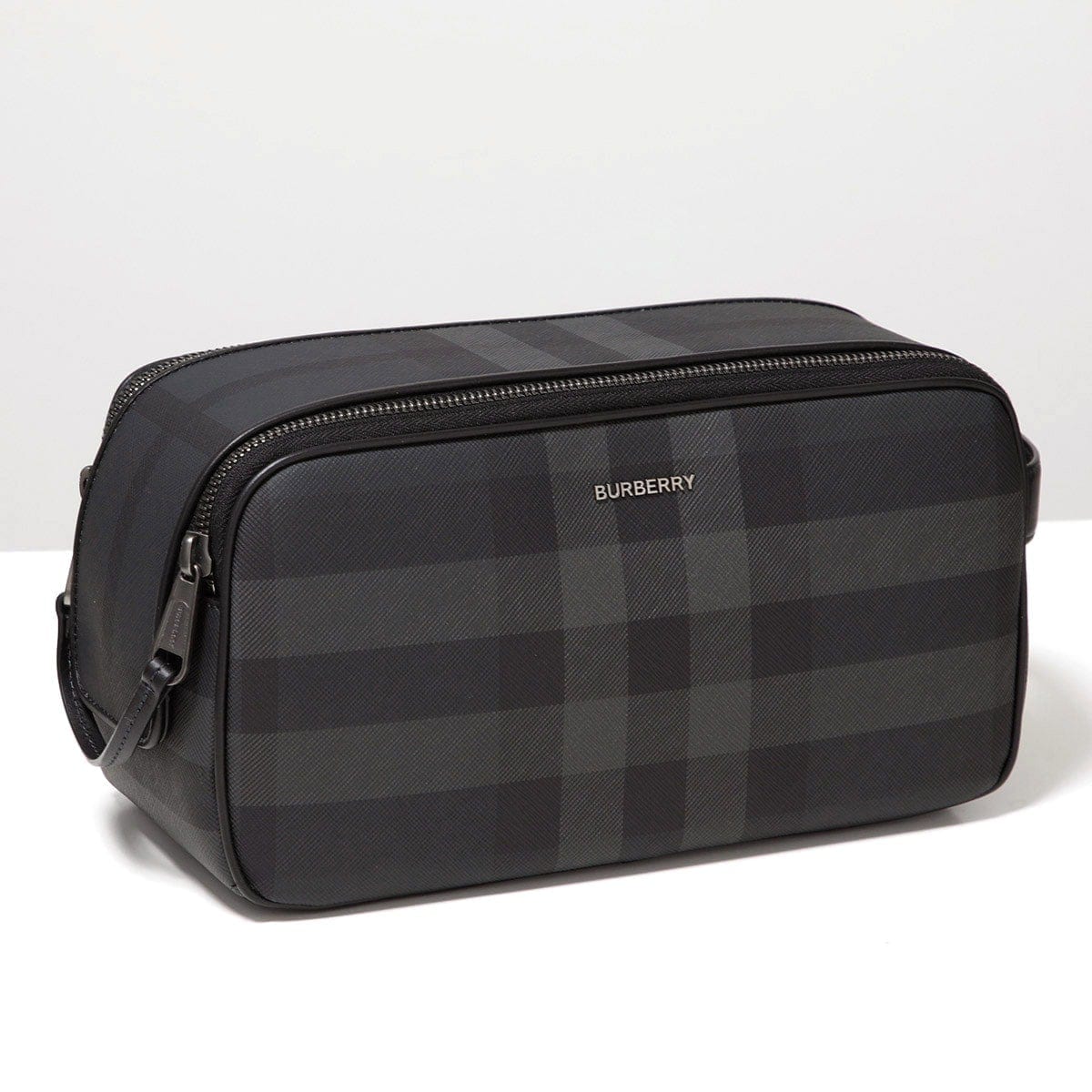 BURBERRY バーバリー セカンドバッグ DOUBLE ZIP WASHBAG 8071854 メンズ チェック トラベルポーチ ハンドル付き ロゴメタル