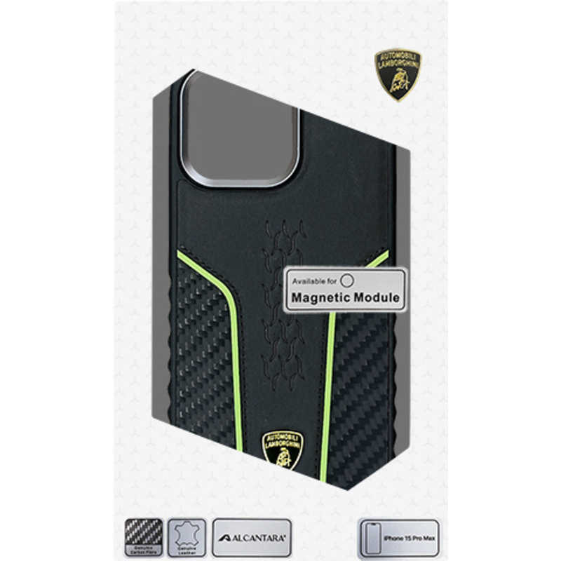 エアージェイ　ランボルギーニ iPhone15 Pro Max用 アルカンターラ 背面ケース グリーン　LBTPUPCMIP15PMHUD21GN