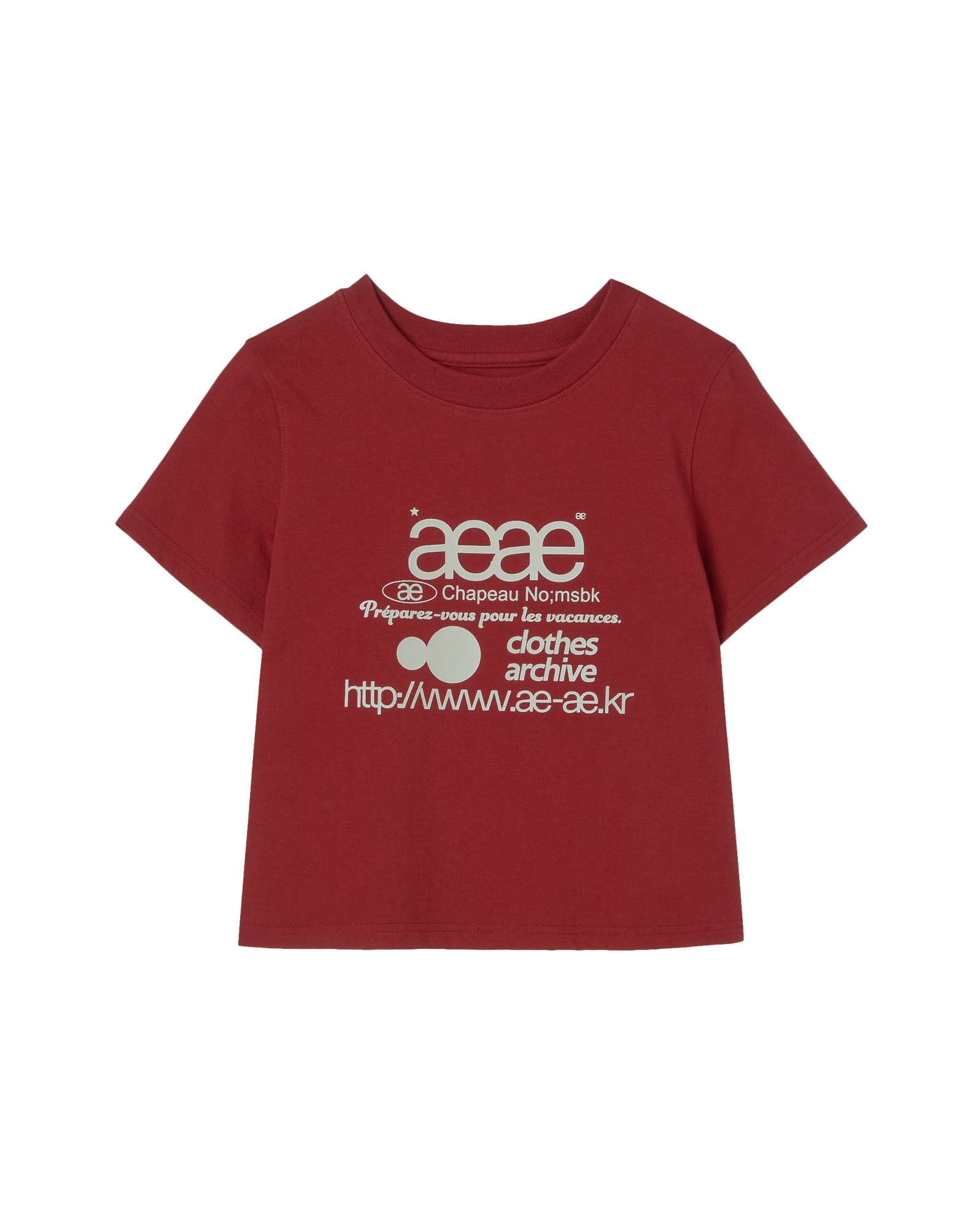 【aeae】 WEB LOGO CROP T-SHIRTS : BURGUNDY