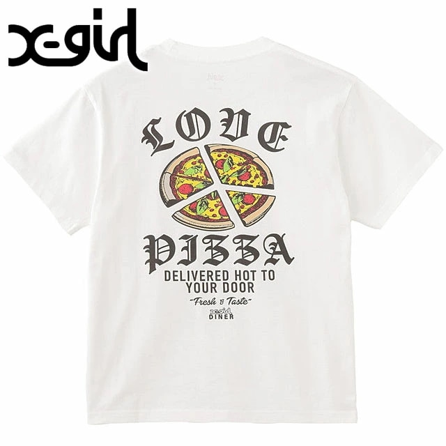 メール便 ピースピザ ショートスリーブ Tシャツ [105251011015] PEACE PIZZA S/S TEE レディース トップス 半袖 バックプリントティー WHITE 正規取扱店