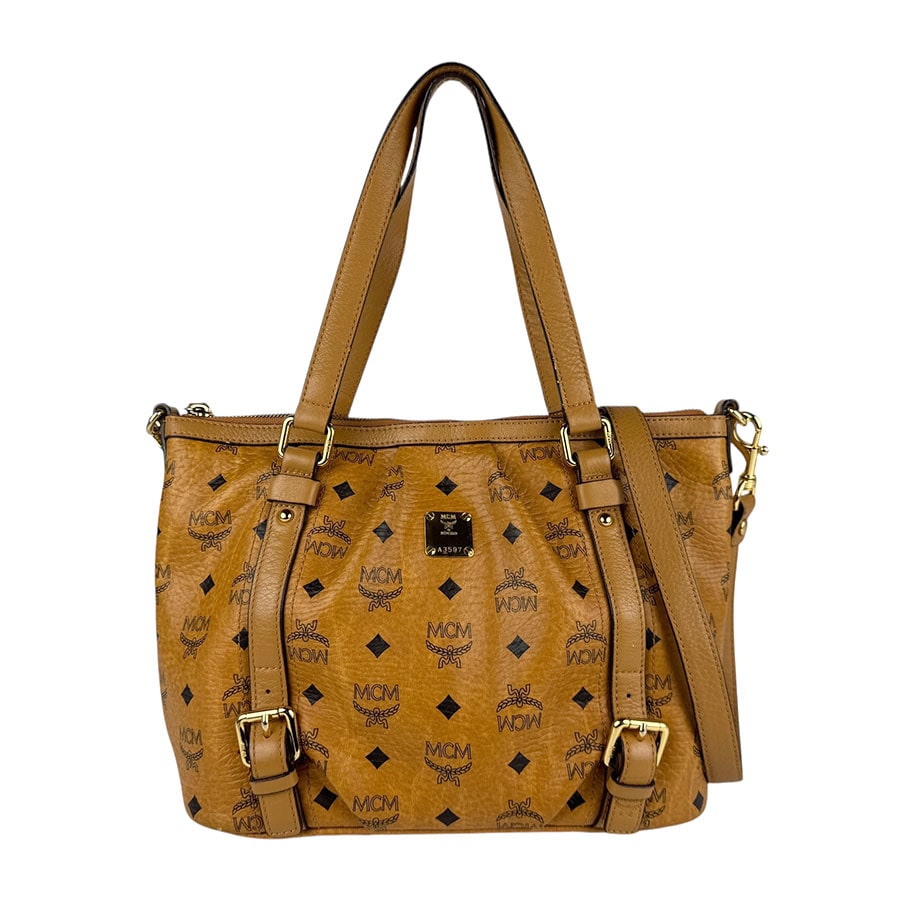 エム シー エム MCM ハンドバッグ ショルダーバッグ レザー ブラウン/ブラック ゴールド レディース z3971
