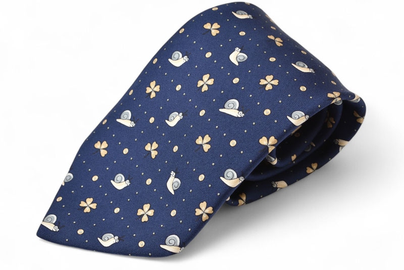 ネクタイ 未使用 シルクツイルタイ ブルー かたつむり/四つ葉クローバー ビジネス/フォーマル 19,272円