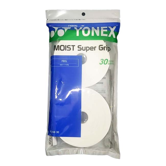 ウエットタイプ30本入り ヨネックス(YONEX) モイストスーパーグリップ 長尺対応 オーバーグリップテープ AC148-30-011 ホワイト(23y9m)