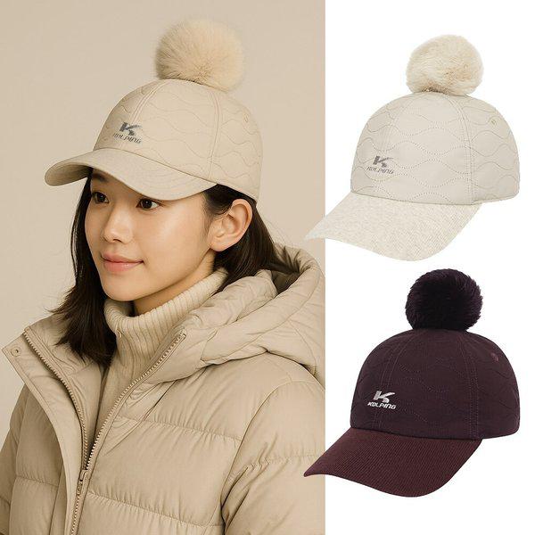 女性 冬 ポンポン 保温 キルティング 登山 ボールキャップ 帽子 KSC872UC2W