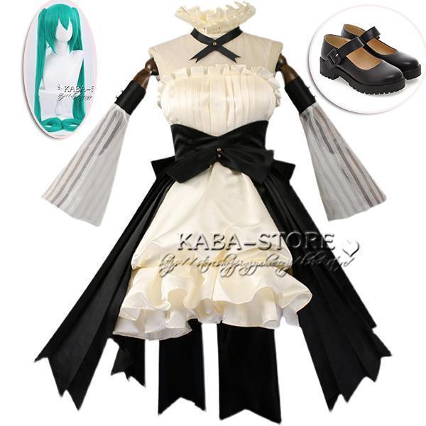 初音ミク風 メイド服 コスプレ 衣装 ウィッグ 靴 コスチューム cosplay 演出服 アニメ ゲーム 仮装
