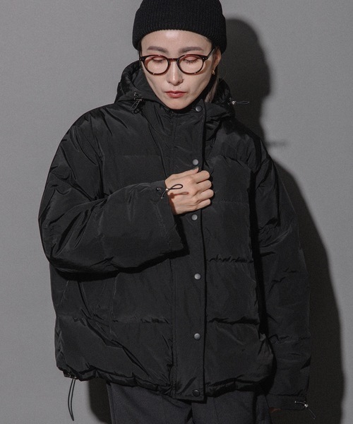 ダウン ダウンジャケット ドロストコード付きフード ダウンジャケット レディース