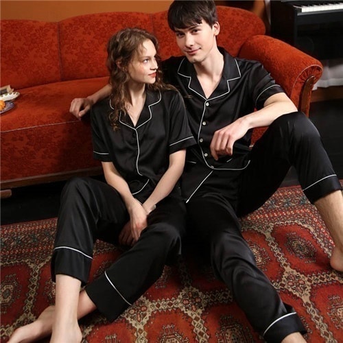 2026春新商品洗える 合成 シルク パジャマ レディース 高級 サテン パジャマ ペア メンズ パジャマ 夏 ペアパジャマ 春夏 シルク パジャマ カップル ペア ルームウェア カップル ペアルッ