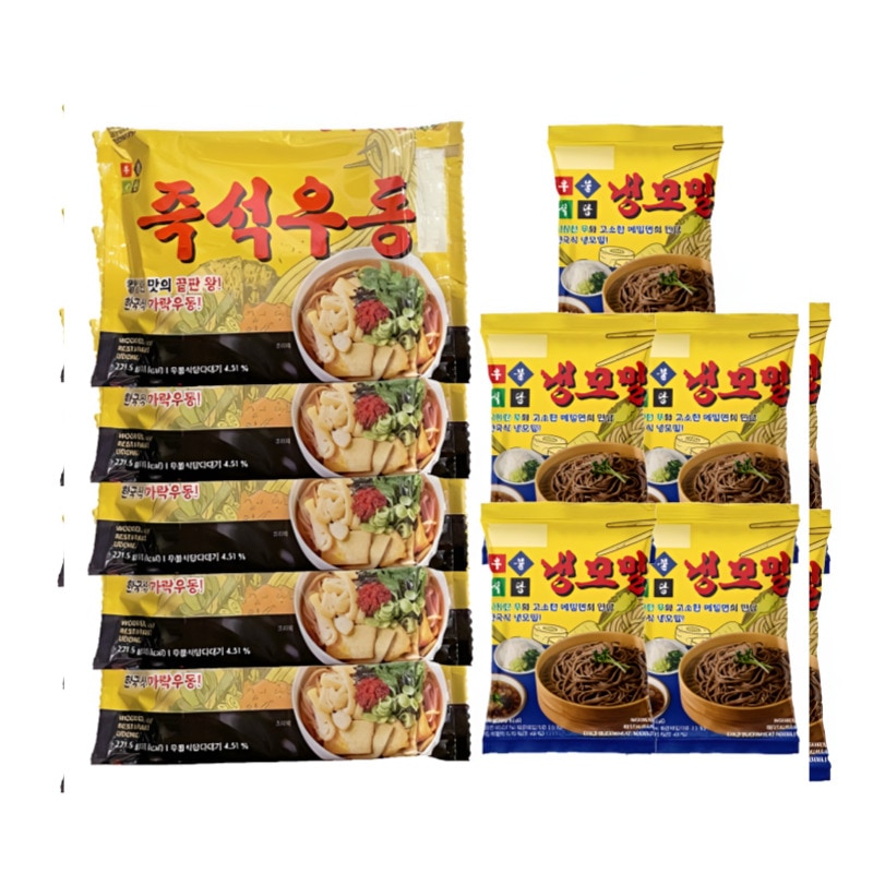 【韓国TV「ナホンサンダ」登場！イ・ジャンウ手作り】 韓国うどん＆冷たいモミルセット（電子レンジOK）5食分【温冷ミール・簡単即席・旨辛スープ付き】