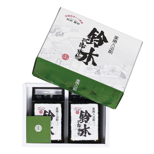 紀陽除虫菊 薬用入浴剤 鈴木 ボトルセット ギフト箱入 [500G×2本入] 医薬部外品 粉末入浴剤 (保湿成分配合) 緑色