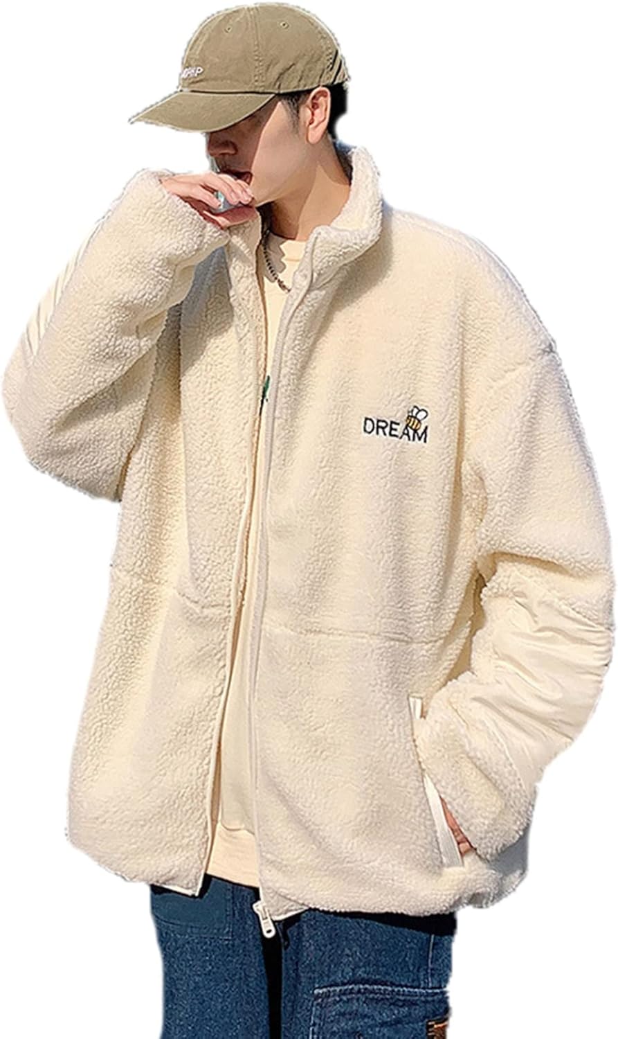 ボアジャケット メンズ 冬 フリースジャケット ボアコート 立ち襟 寒さ対策 厚手 カジュアル ジップアップ アウター ストリート 男女兼用 ジャンパー おおきいサイズ おしゃれ