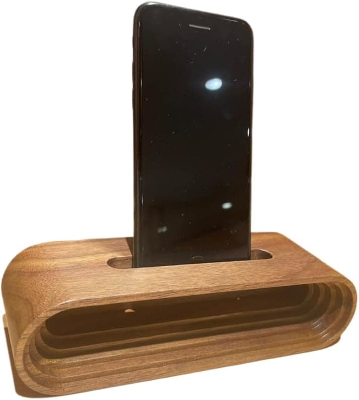 スマホスタンド スピーカー 天然木 電源不要 木製 置くだけ(WS1706D ブラウン ブラックウォールナット（アメリカ）)