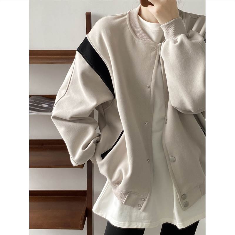 アウター レディース スタジャン スタジアムジャンパー スタジアムジャケット ブルゾン ライトアウター シングル 立襟 スタンドカラー ボタン ポケット 長袖 大人可愛い きれいめ シンプル カジュア