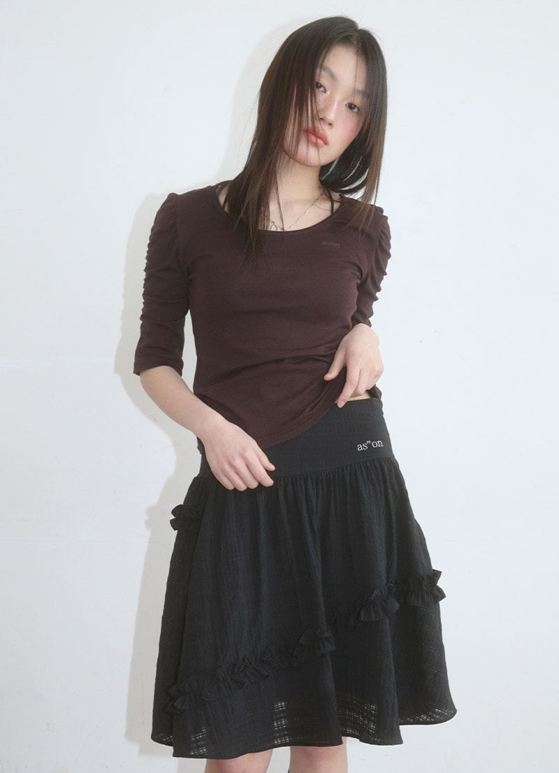 【AS"ON】 BERRY FRILL SKIRT / BLACK 正規品
