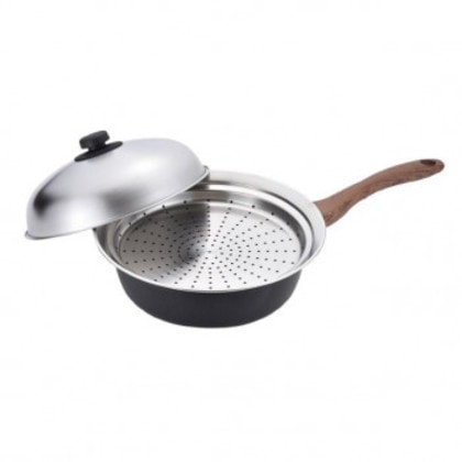 エヌトーン IH対応深型両口フライパン24cm(蒸し台付) MB-1581 1034152