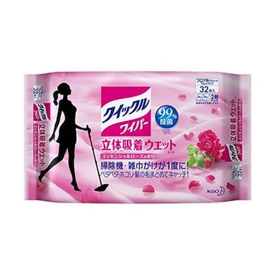 (まとめ) 花王 クイックルワイパー 立体吸着ウエット 32枚〔×10セット〕