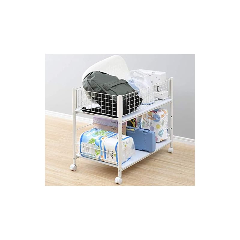 【即納】[山善] 押入れ (クローゼット) 収納ラック 幅43.5奥行77高さ64.5cm ストッパー付き キャスター 棚板着脱可能 組立品 ホワイト OSR-7544WH/WH