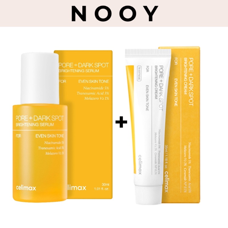 1+1 ポア ブライトニング シミケアセラム30ml 美容液1個 +クリーム35ml1個 / ナイアシンアミド トラネキサム酸 毛穴ケア ブライト効果 そばかす くすみ