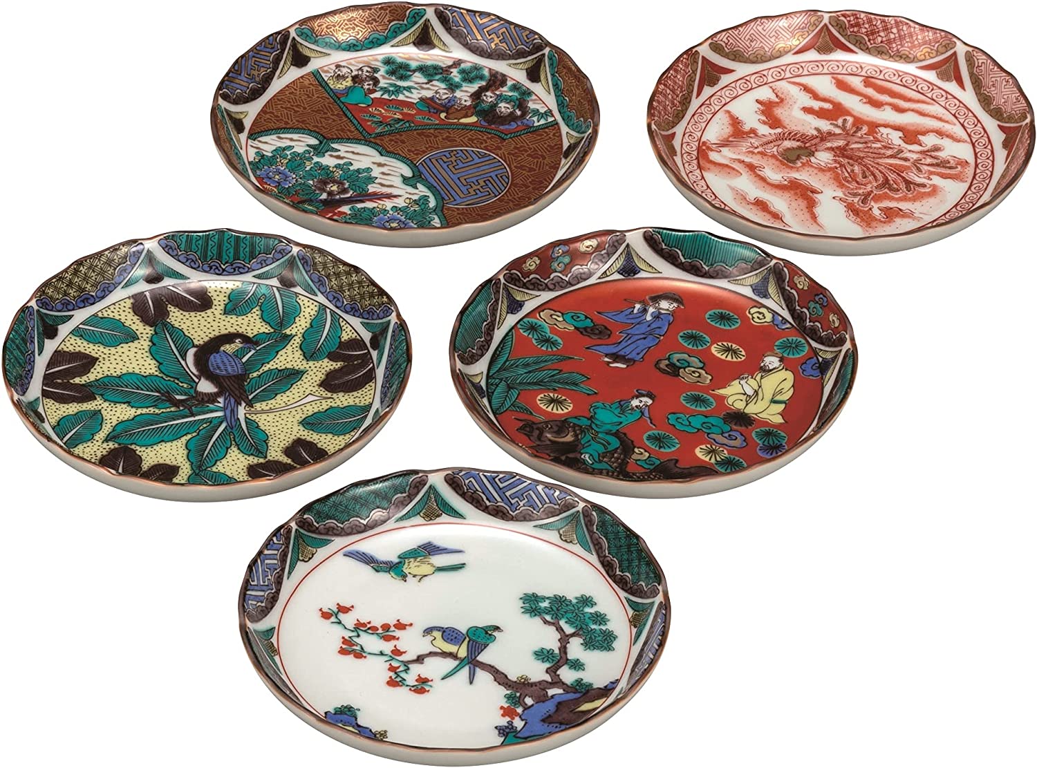 九谷焼 九谷焼　皿揃　4.5号　時代絵 K7-87