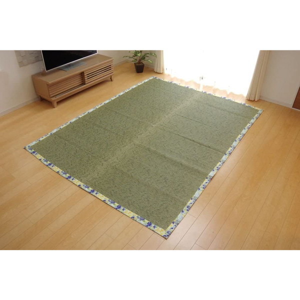 8165820 い草ラグカーペット かわいい花柄 NSフレグランス ブルー 約191191cm 滑りにくい加工【沖縄北海道離島配送不可】 メーカー直送