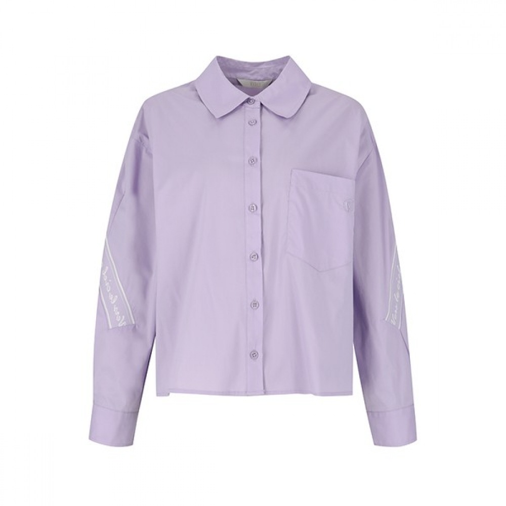 (ニューヨーク訪問) スリーブレタリングジャカードトリムオーバーフィットシャツ (VA3LS15)