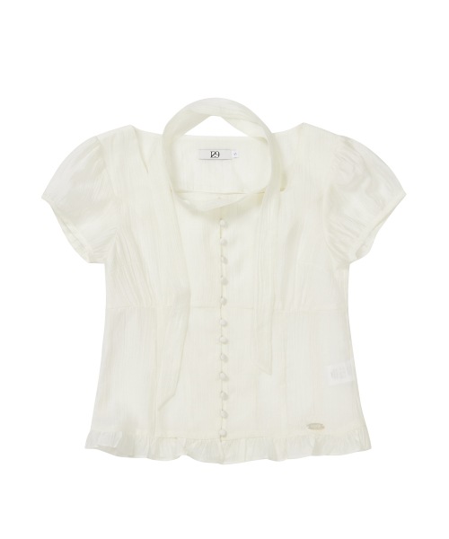【ILLIGO】 Ribbon Tie Square Neck Blouse Cream 正規品