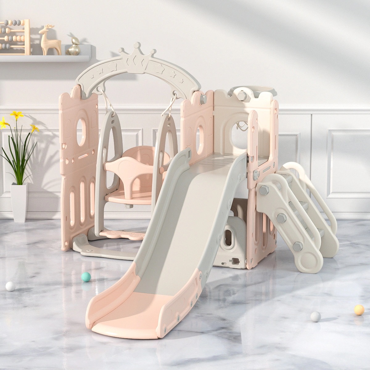 【最短即日出荷】滑り台 すべり台 ブランコ スイング 大型遊具 すべりだい 収納スペース スライダー 室内 遊具 キッズ キッズパーク 子供 バスケットゴール 子供 誕生日プレゼント-37