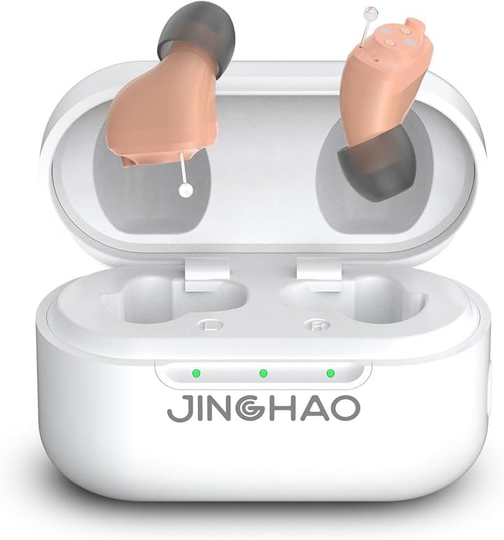 集音器 しゅうおんき 高齢者 充電式 高感度 耳あな型 両耳対応 極小 装着しやすい クリアな音質 軽量 操作簡単 音量調整 モード応対 日本語説明書付き(ベージュ)