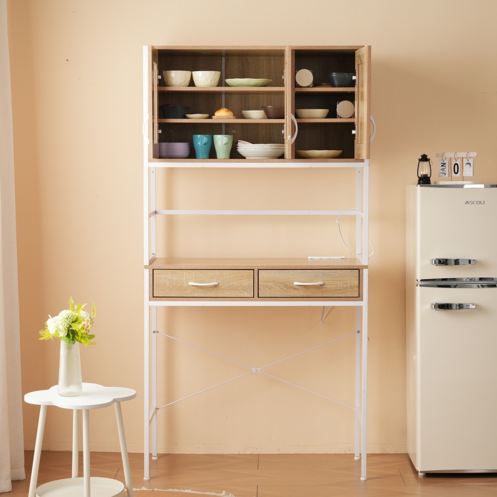 【日本国内出荷-3日で配達】食器棚 キッチンボード レンジボード 家電収納 キッチン収納 一人暮らし スリム おしゃれ シンプル キッチンボード レンジ台 DJYC03D