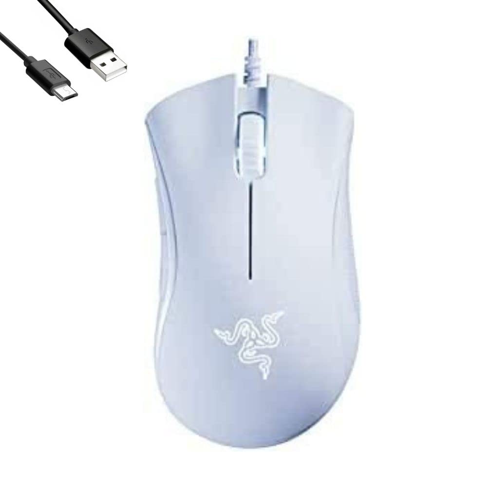 【レイザー】Razer DEATHADDER ESSENTIAL 有線ゲーミングマウス 6,400 DPI ５ボタン 高耐久 LafLife オリジナル USB延長ケーブル セット White 並行輸