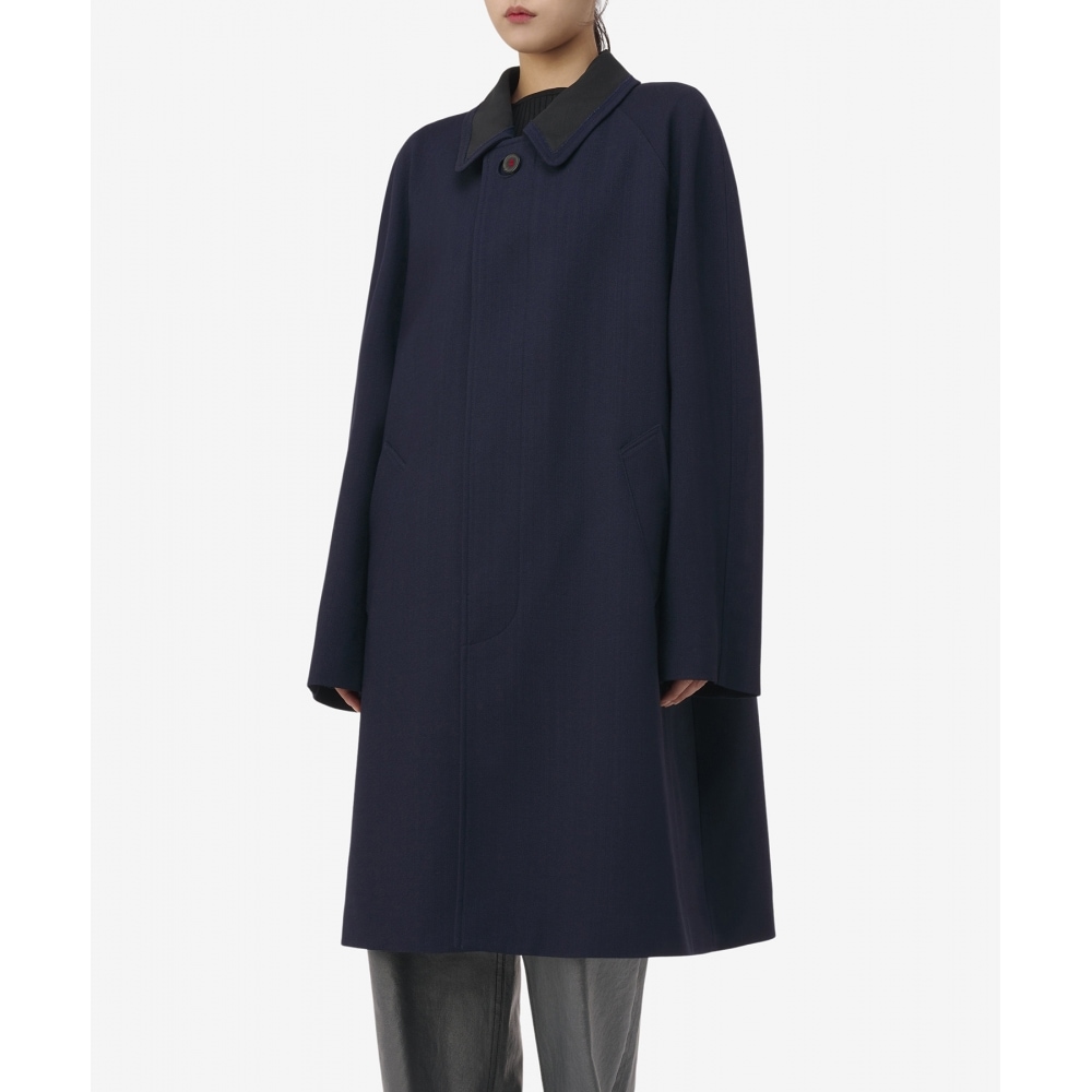 メゾンマルジェラ女性用バックステッチコート-ネイビー/SI0AA0003S54959511